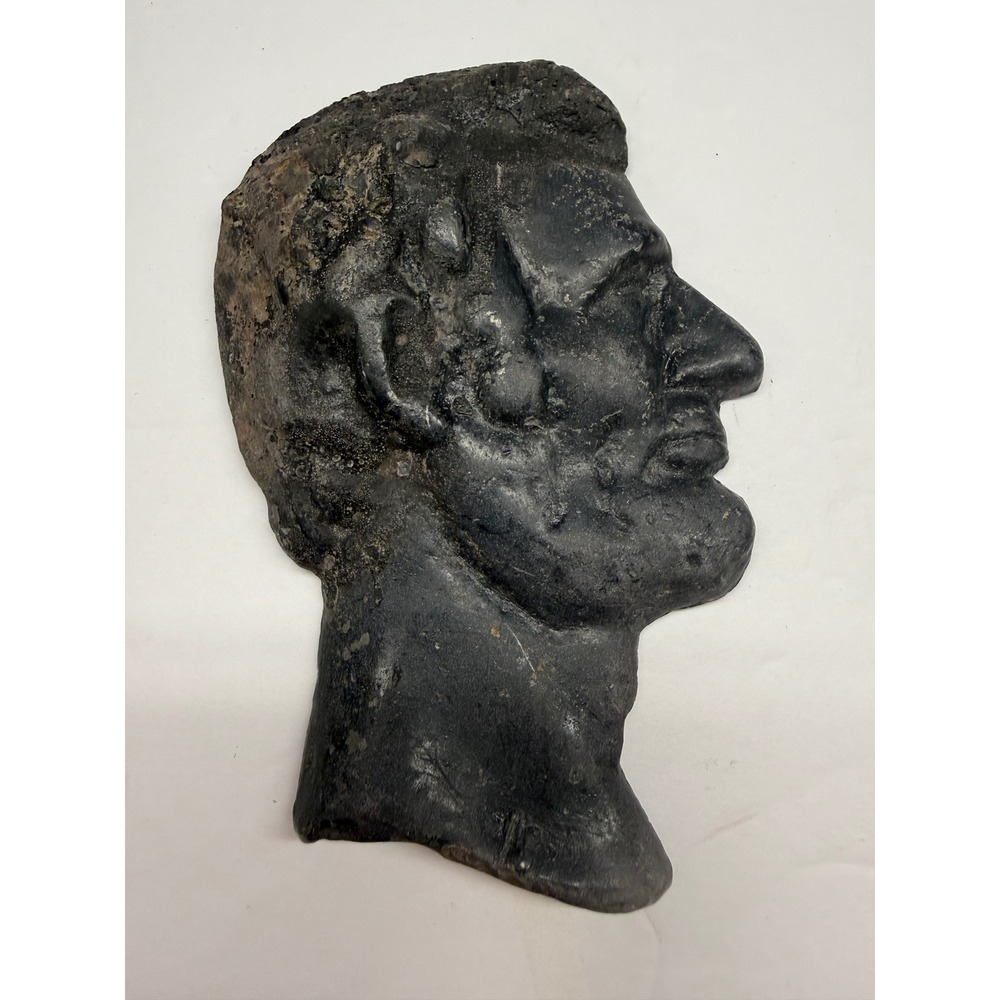 Antique Cast Iron Abraham Lincoln Profile Wall Plaque Relief Sculpture 6 Inch